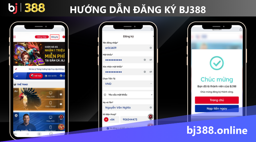 cách đăng ký tài khoản BJ388